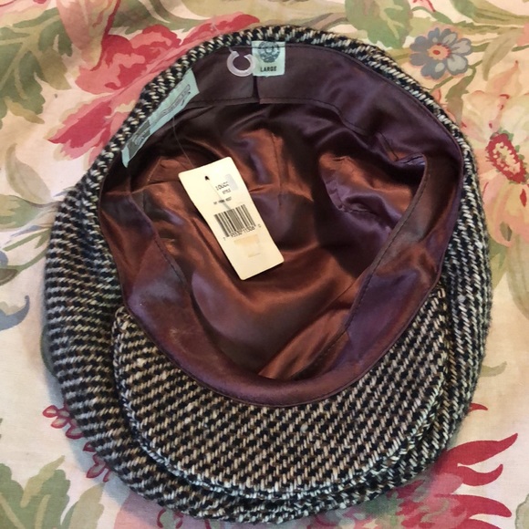 Vintage NYC Cabbie Newsboy Cap Hat Genuine Wool SNAPBRIM Tweed Satin Gadsby NEW - Picture 3 of 17